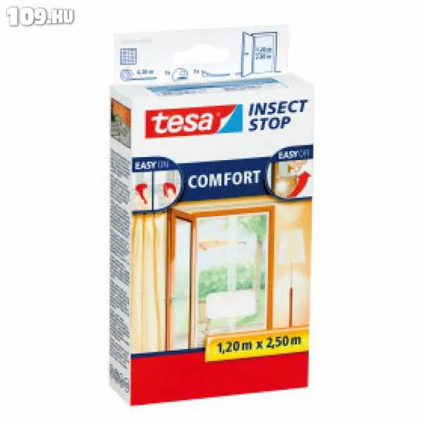 Komfort tépőzáras fekete szúnyogháló ajtókhoz - Tesa